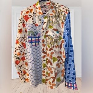 Desigual Men's Blue Pearl Button Up Shirt
Size Large